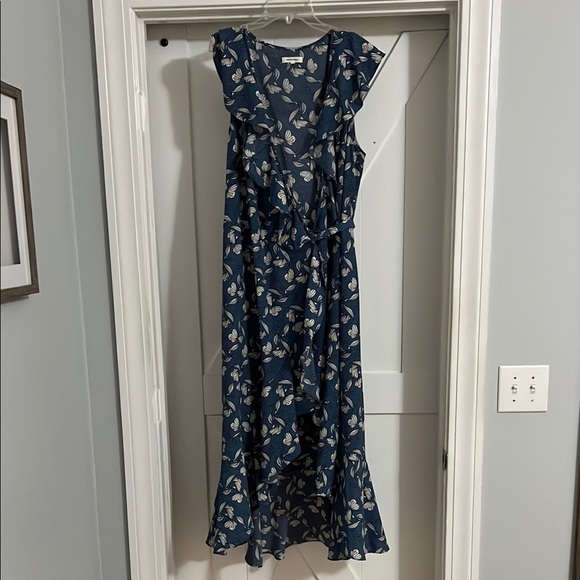 Max Studio Blue Ruffled Wrap Sundress - Picture 3 of 4